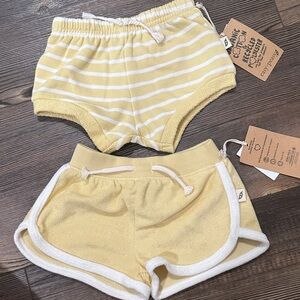 Yellow Striped and Solid Shorts Set